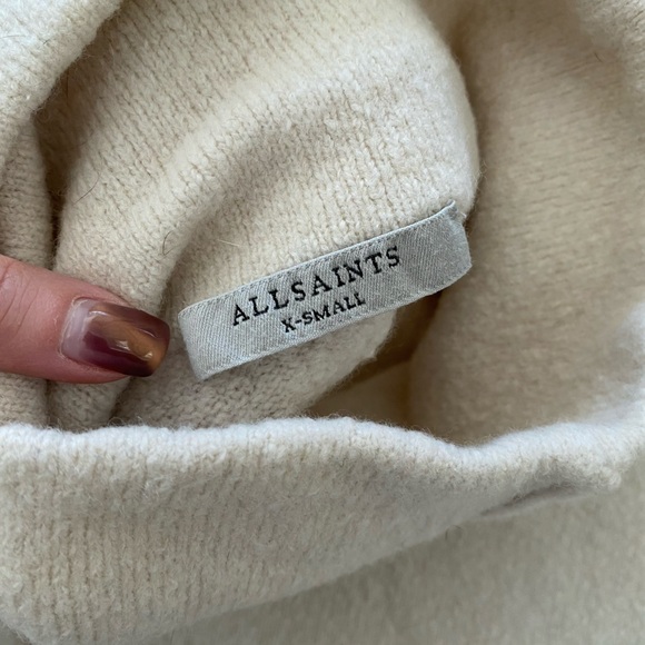 Allsaints FLAW Wool Blend Cream White Lock Roll Neck Asymmetric Sweater - Picture 10 of 12